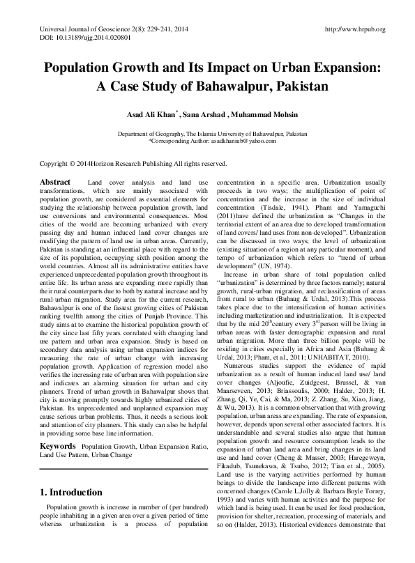 (PDF) Population Growth and Its Impact on Urban Expansion: A Case Study ...