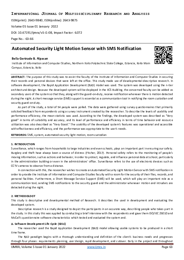 (PDF) Automated Security Light Motion Sensor with SMS Notification