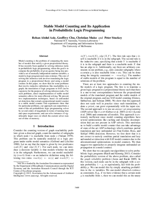 (PDF) Stable Model Counting and Its Application in Probabilistic Logic ...