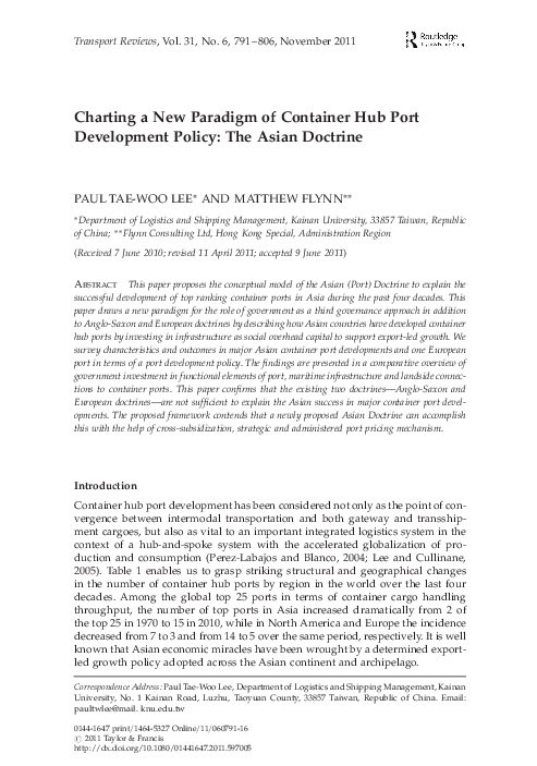 (PDF) Charting a New Paradigm of Container Hub Port Development Policy ...