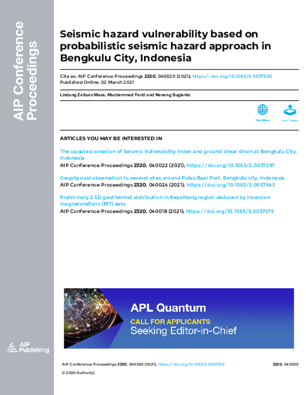 (PDF) Seismic hazard vulnerability based on probabilistic seismic ...