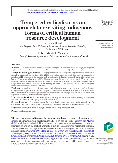 (PDF) Tempered radicalism as an approach to revisiting indigenous forms ...
