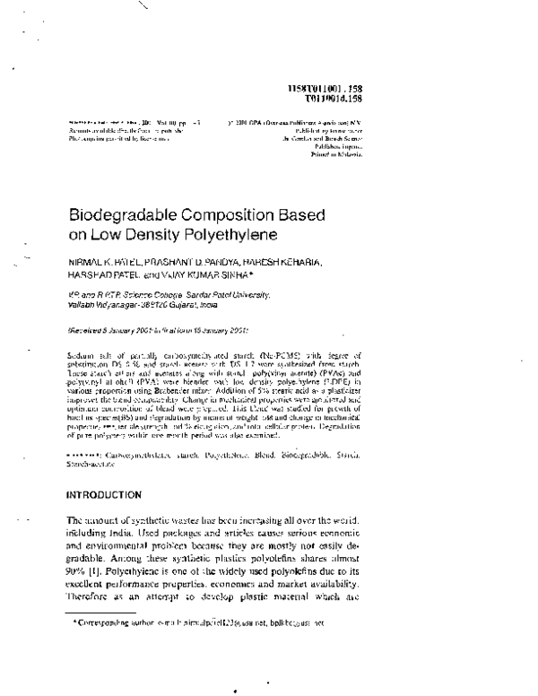 (PDF) Biodegradable Composition Based on Low Density Polyethylene
