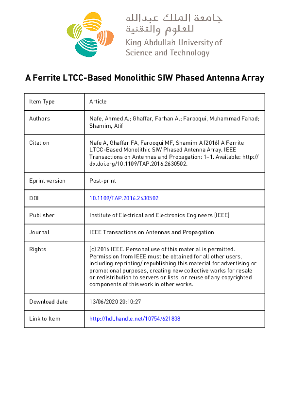 (PDF) A Ferrite LTCC-Based Monolithic SIW Phased Antenna Array