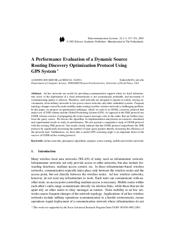 (PDF) A Performance Evaluation of a Dynamic Source Routing Discovery ...