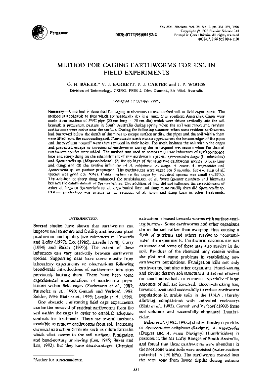 (PDF) Method for caging earthworms for use in field experiments