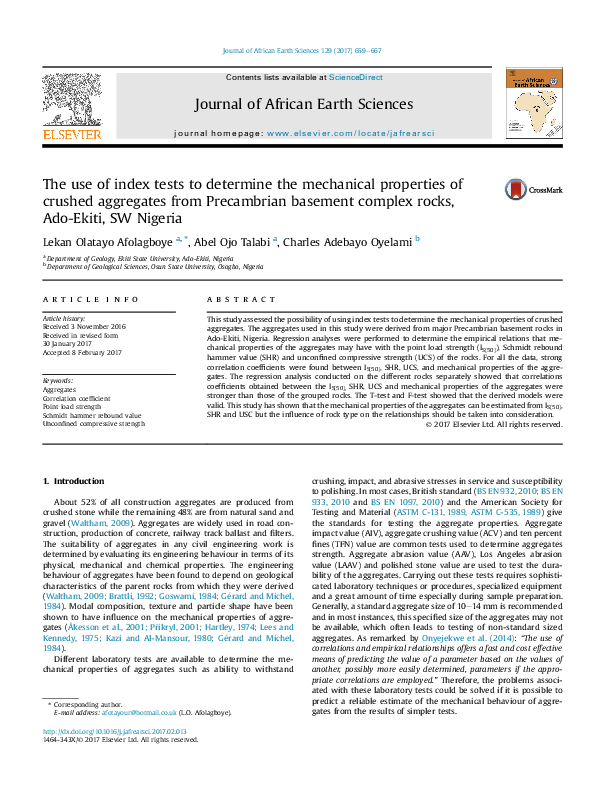 (PDF) The use of index tests to determine the mechanical properties of ...