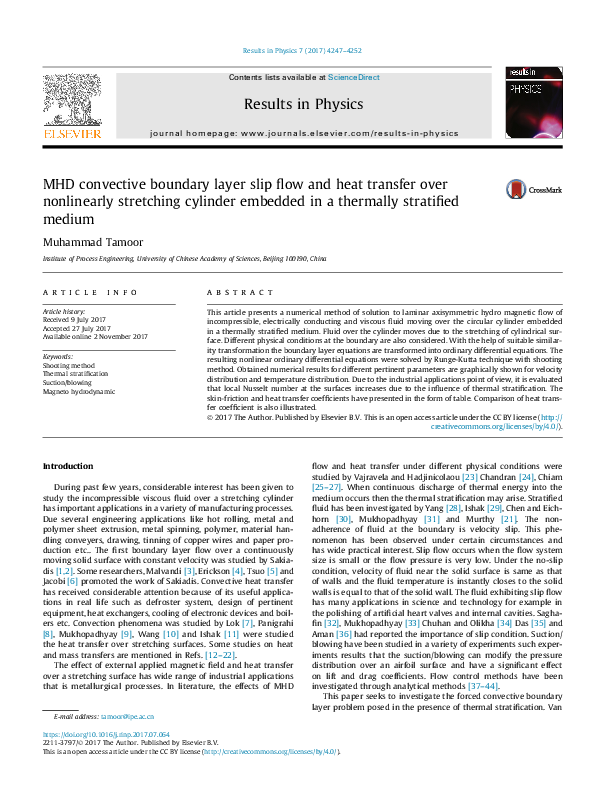 (PDF) MHD convective boundary layer slip flow and heat transfer over ...