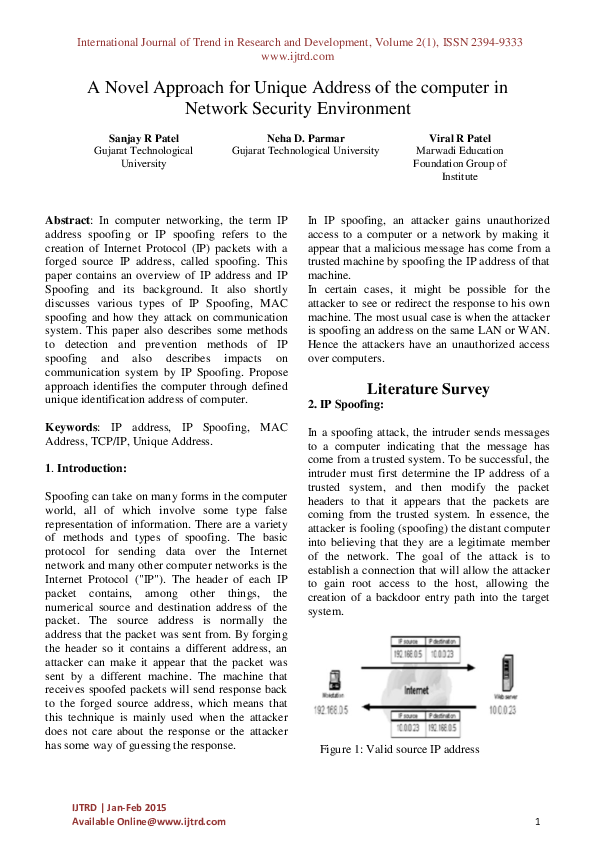 (PDF) A Novel Approach for Unique Address of the Computer in Network ...
