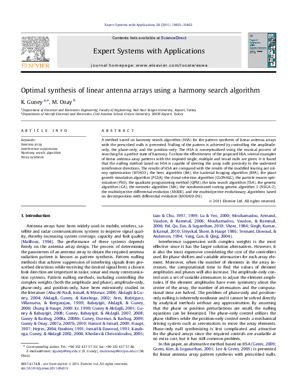 (PDF) Optimal synthesis of linear antenna arrays using a harmony search ...