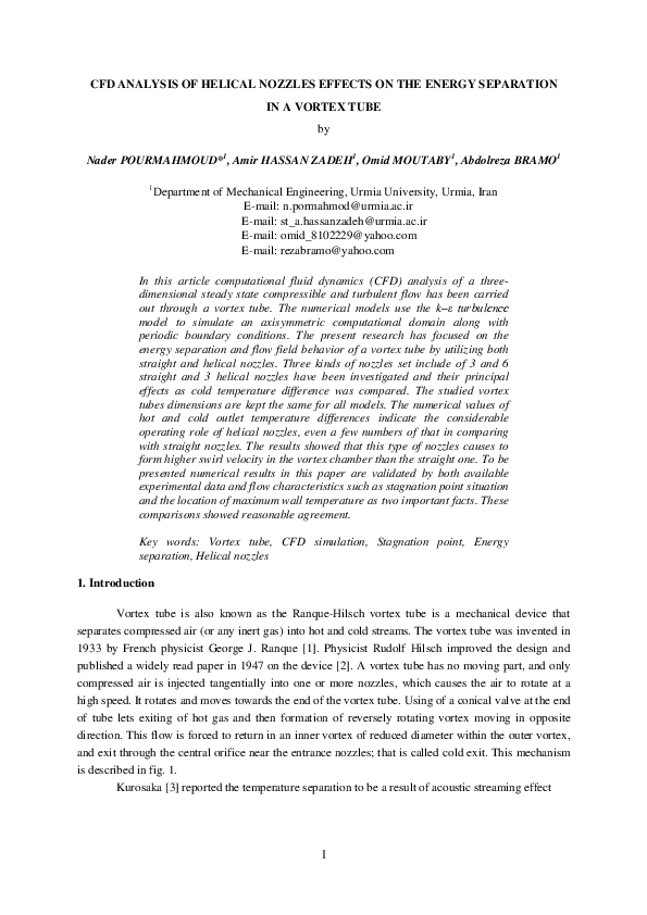 (PDF) CFD analysis of helical nozzles effects on the energy separation ...