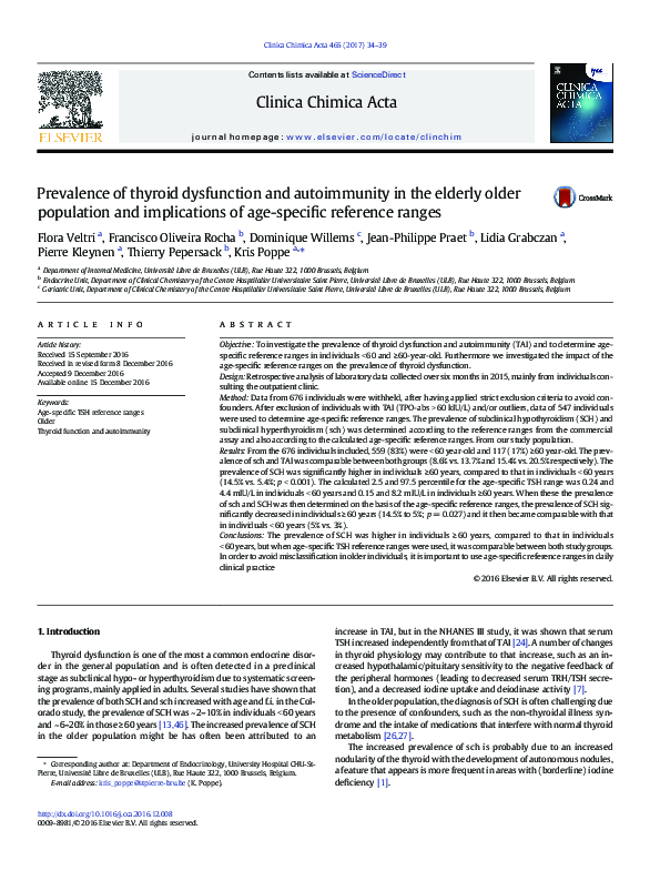 (PDF) Prevalence of thyroid dysfunction and autoimmunity in the older ...