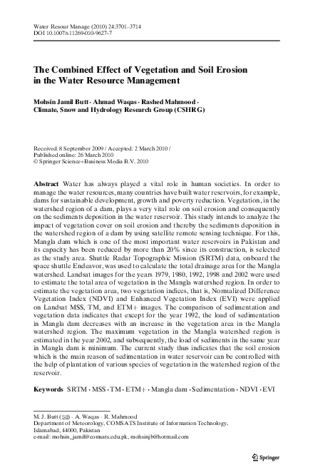 (PDF) The Combined Effect of Vegetation and Soil Erosion in the Water ...