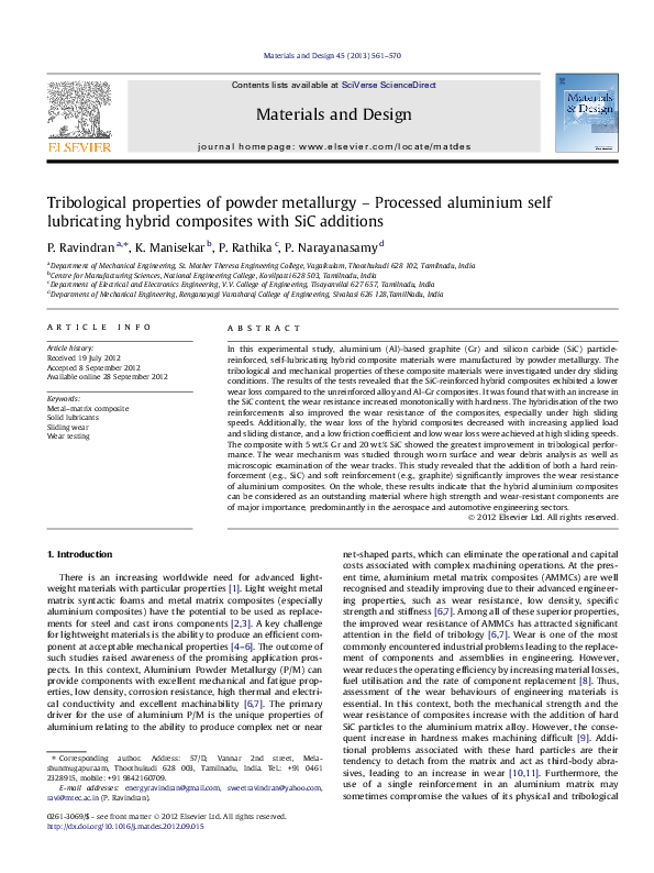 (PDF) Tribological properties of powder metallurgy – Processed ...