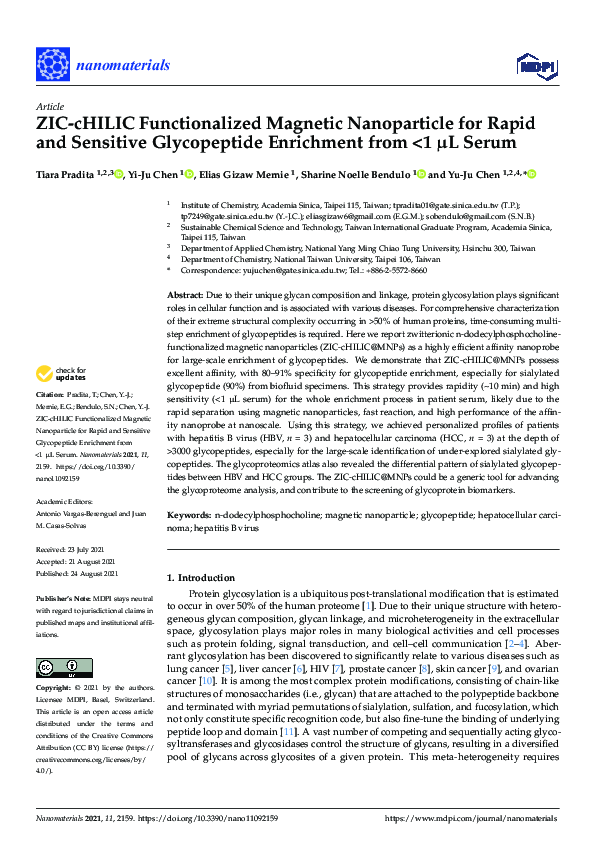 (PDF) ZIC-cHILIC Functionalized Magnetic Nanoparticle for Rapid and ...