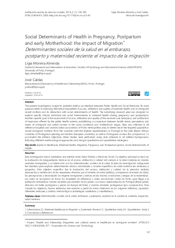 (PDF) Social Determinants of Health in Pregnancy, Postpartum and early ...