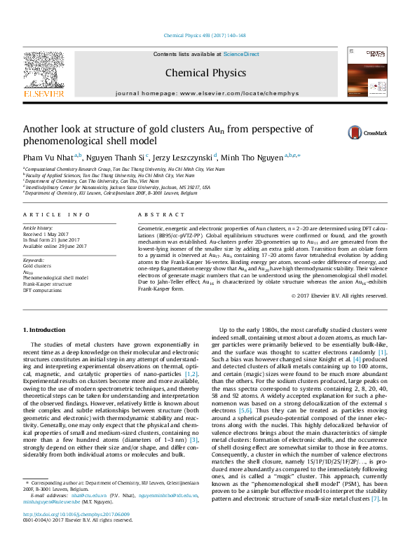 (PDF) Another look at structure of gold clusters Au n from perspective ...