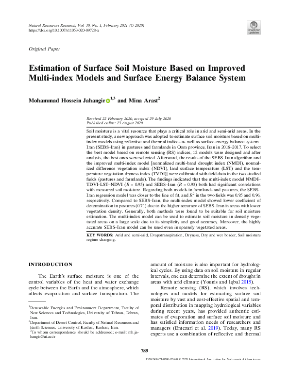 (PDF) Estimation of Surface Soil Moisture Based on Improved Multi-index ...