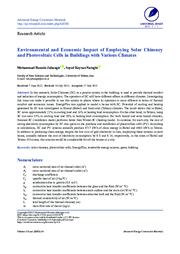 (PDF) Environmental and Economic Impact of Employing Solar Chimney and ...