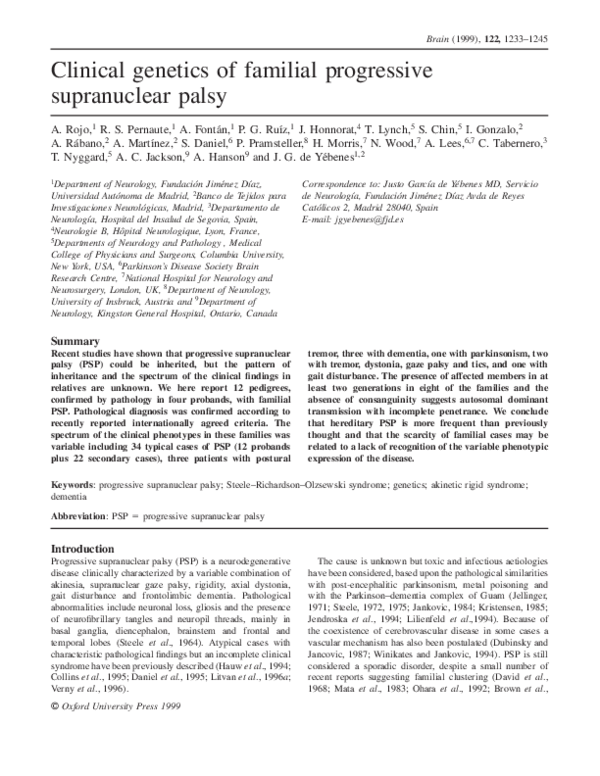 (PDF) Clinical genetics of familial progressive supranuclear palsy