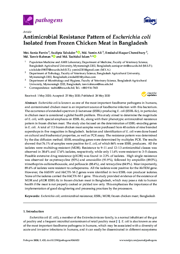 (PDF) Antimicrobial Resistance Pattern of Escherichia coli Causing ...