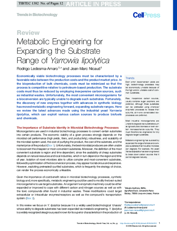 (PDF) Metabolic Engineering for Expanding the Substrate Range of ...