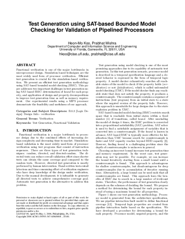 (PDF) Test generation using SAT-based bounded model checking for ...