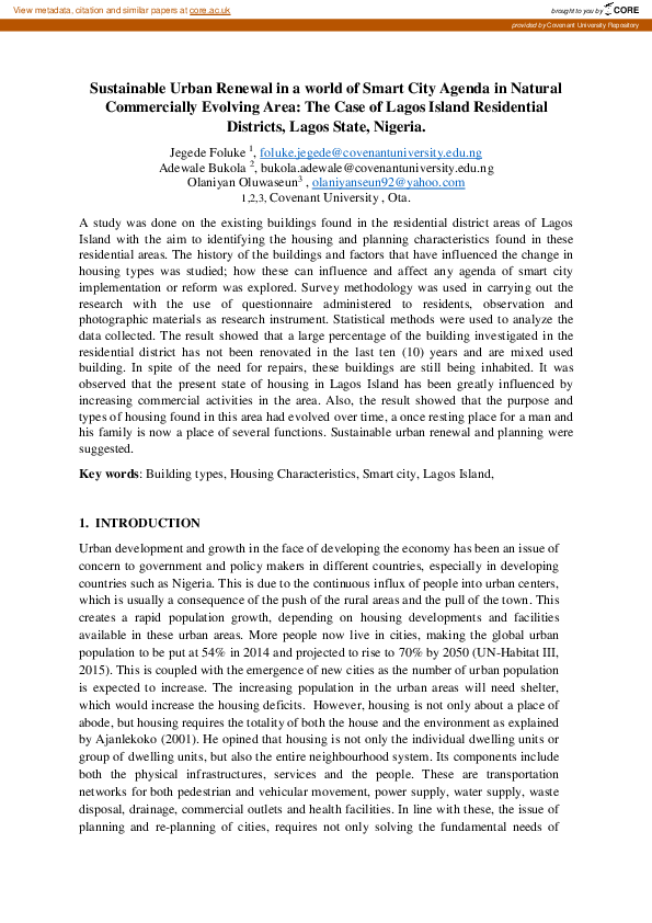 (PDF) Sustainable Urban Renewal in a World of Smart City Agenda in ...