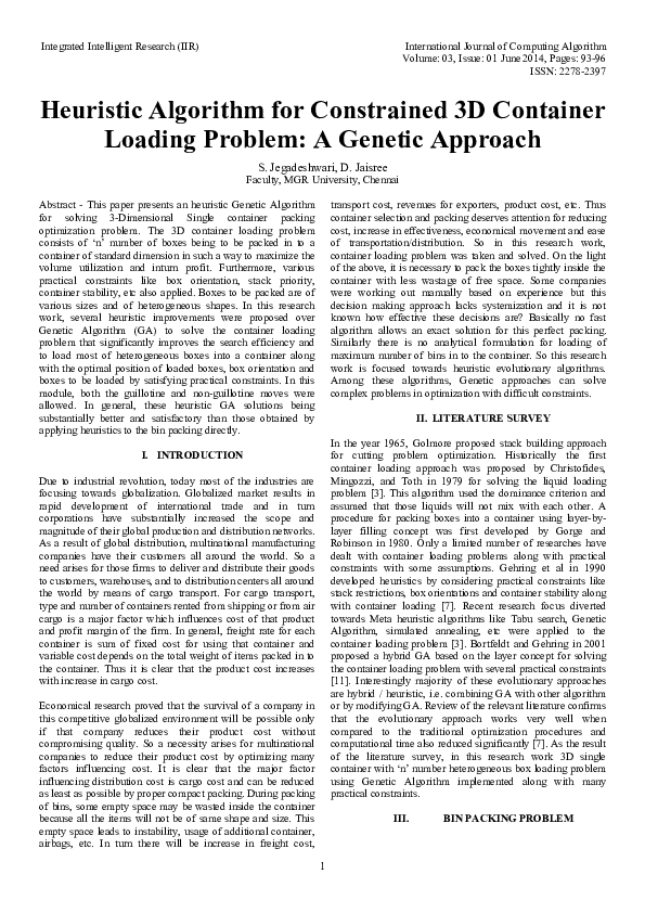 (DOC) Heuristic Algorithm for Constrained 3D Container Loading Problem ...