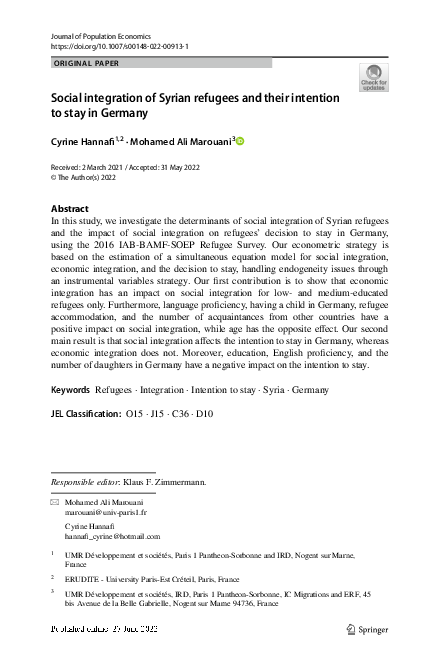 (PDF) Social integration of Syrian refugees and their intention to stay ...