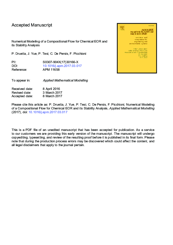 (PDF) Numerical modeling of a compositional flow for chemical EOR and ...