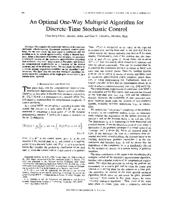 (PDF) An optimal one-way multigrid algorithm for discrete-time ...
