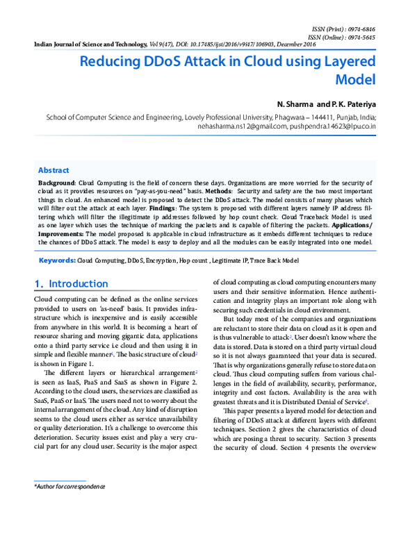 (PDF) Reducing DDoS Attack in Cloud using Layered Model