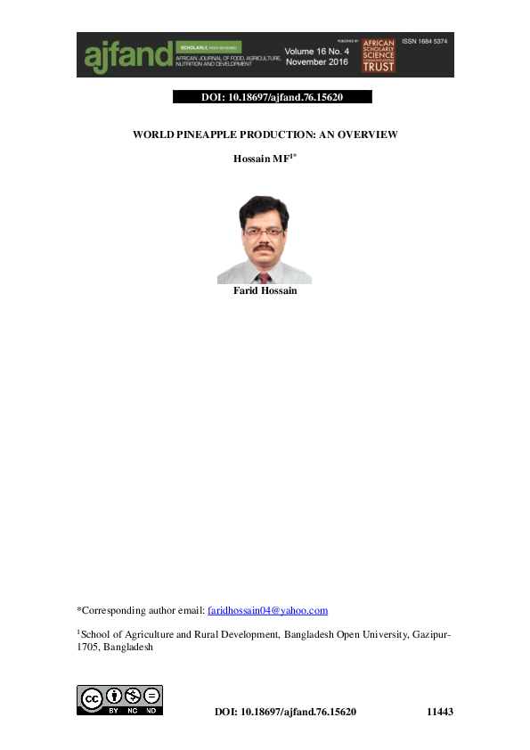 (PDF) World pineapple production An overview Farid Hossain