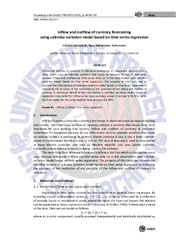 (PDF) Inflow and outflow of currency forecasting using calendar ...