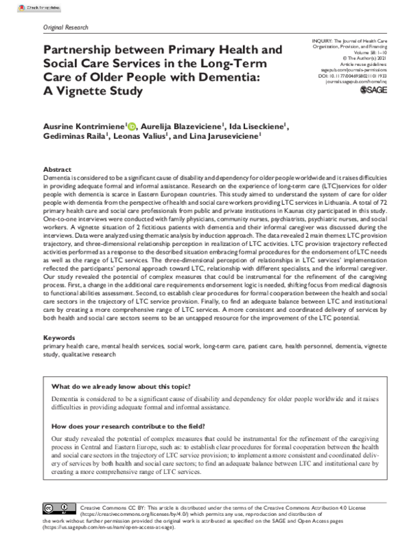 (PDF) Partnership between Primary Health and Social Care Services in ...