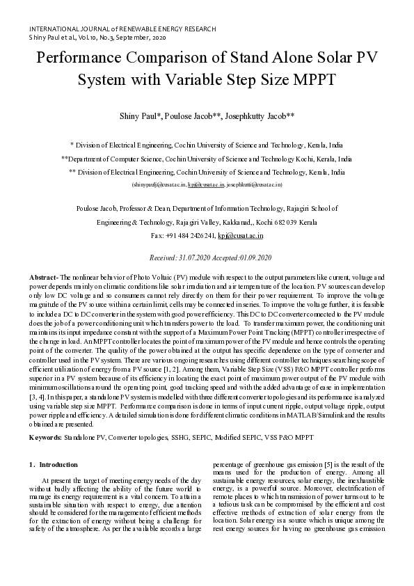 (PDF) Performance Comparison of Stand Alone Solar PV System with ...