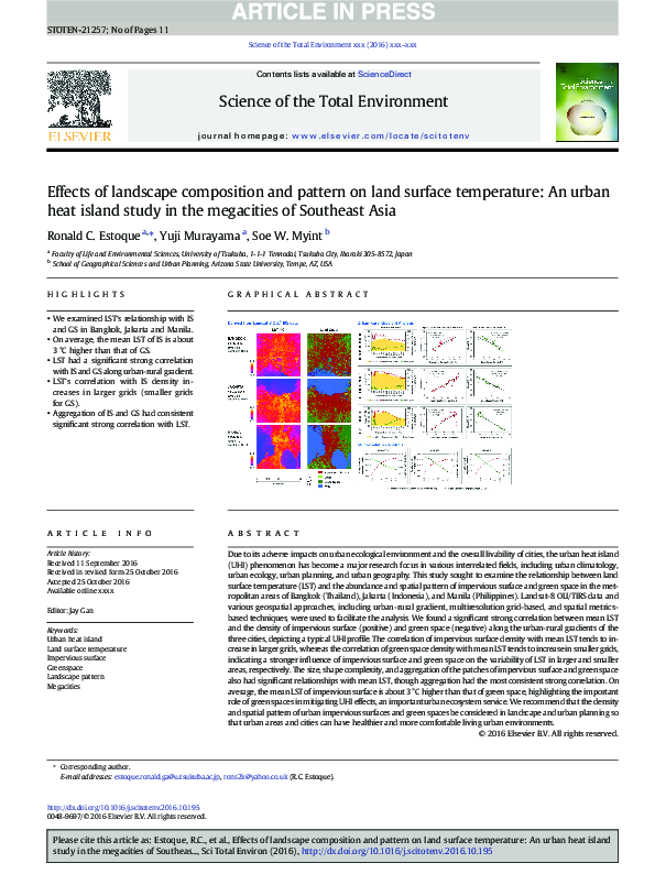 (PDF) Effects of landscape composition and pattern on land surface ...