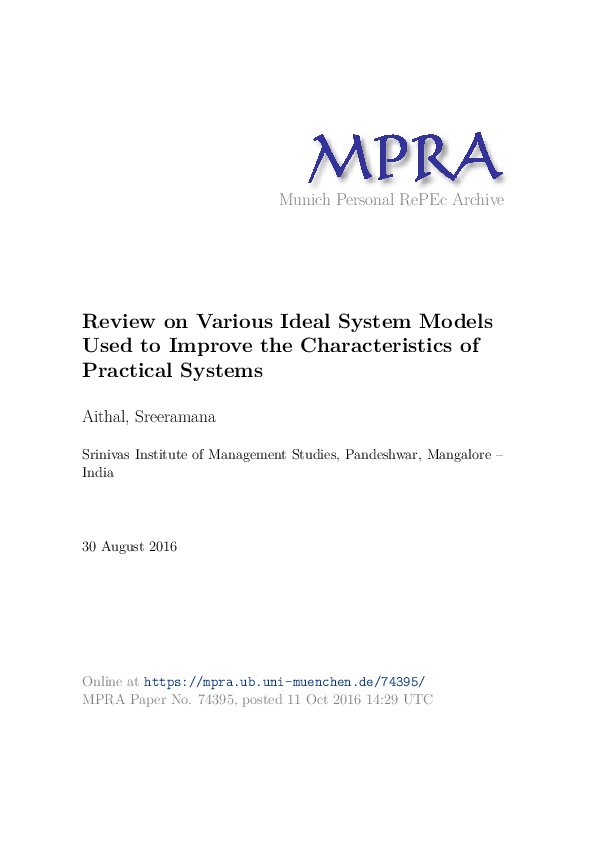(PDF) Review on Various Ideal System Models Used to Improve the ...