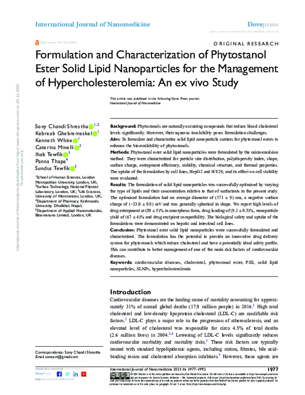 (PDF) Formulation and Characterization of Phytostanol Ester Solid Lipid ...
