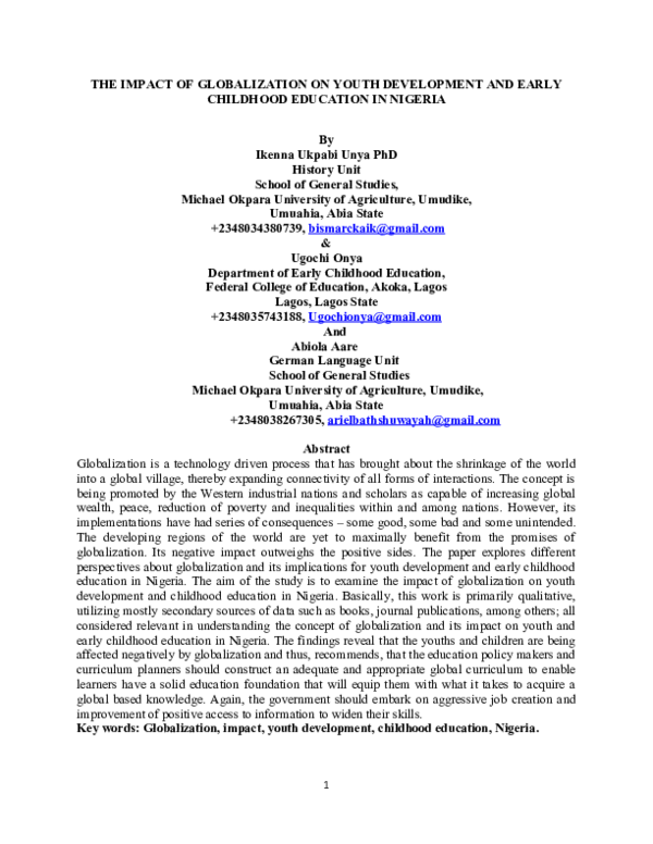 (DOC) THE IMPACT OF GLOBALIZATION