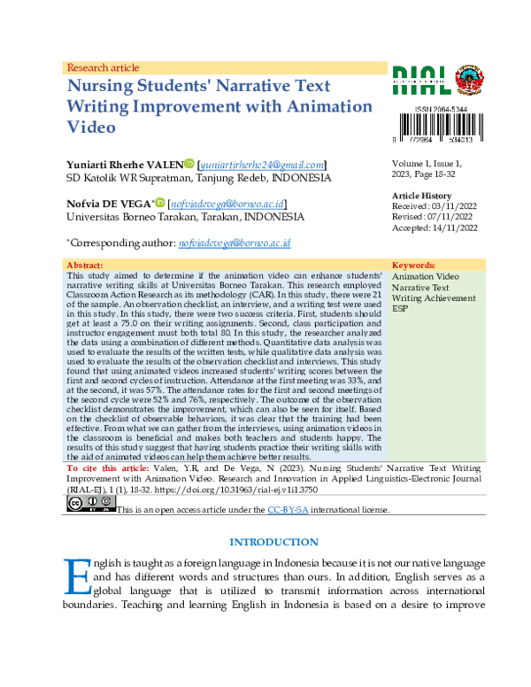 (PDF) Nursing Students' Narrative Text Writing Improvement with ...