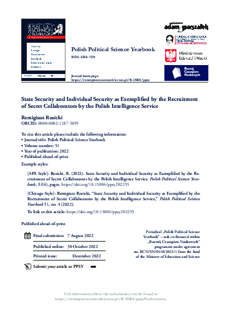 (PDF) State Security and Individual Security as Exemplified by the ...