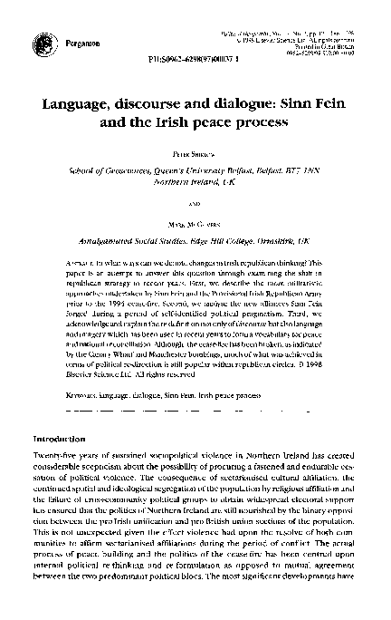 (PDF) Language, discourse and dialogue: Sinn Fein and the Irish peace ...