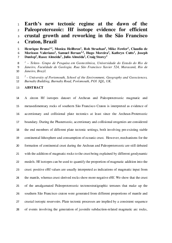 (PDF) Earth's new tectonic regime at the dawn of the Paleoproterozoic ...