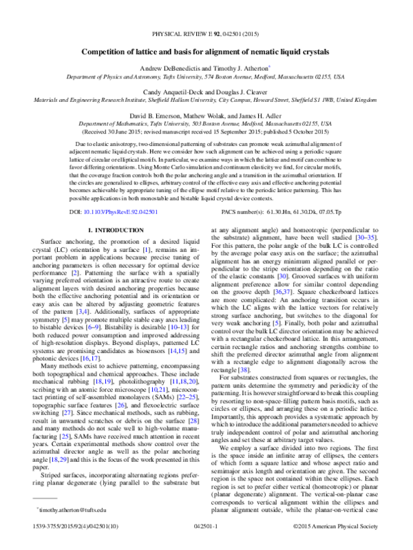 (PDF) Competition of lattice and basis for alignment of nematic liquid ...