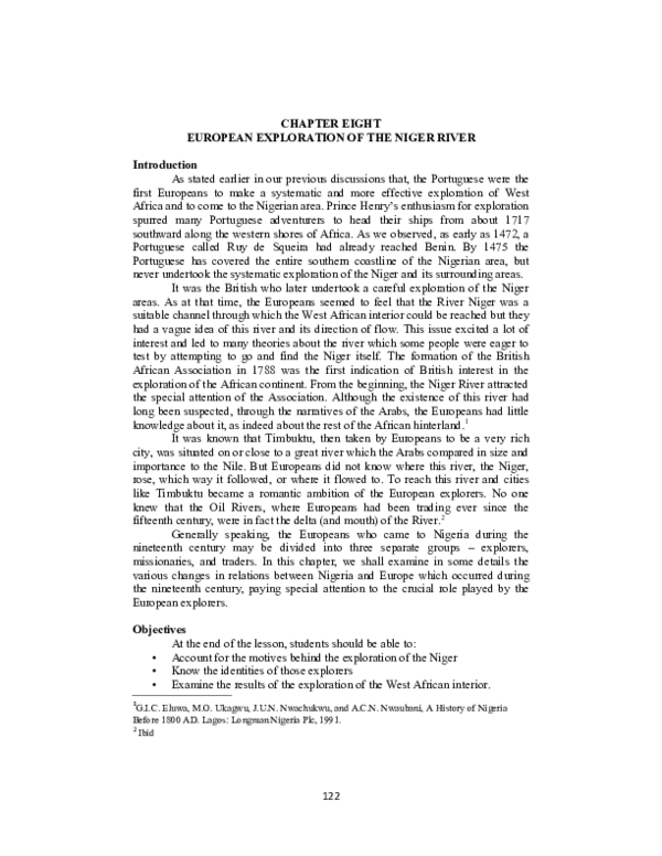 (DOC) EUROPEAN EXPLORATION OF THE NIGER RIVER