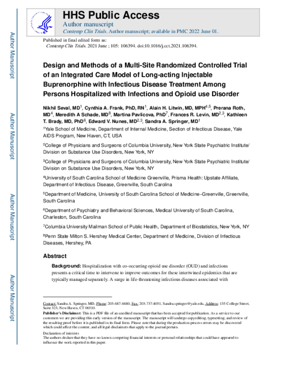 (PDF) Design and methods of a multi-site randomized controlled trial of ...