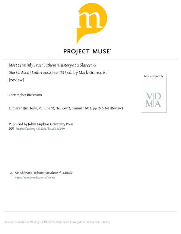 (PDF) Most Certainly True: Lutheran History at a Glance: 75 Stories ...