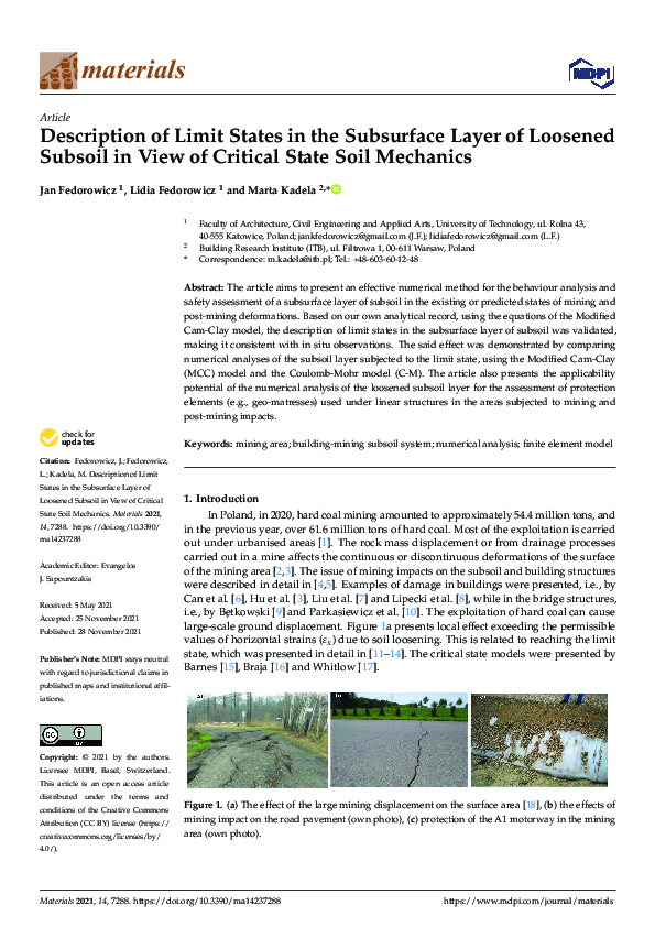 (PDF) Description of Limit States in the Subsurface Layer of Loosened ...